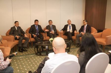YB Dato Sri Mustapa Mohamed during media conference with Malaysian and Vietnamese media
